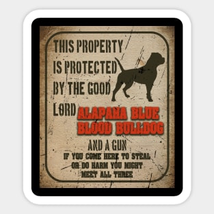 Alapaha blue blood bulldog Silhouette Vintage Humorous Guard Dog Warning Sticker